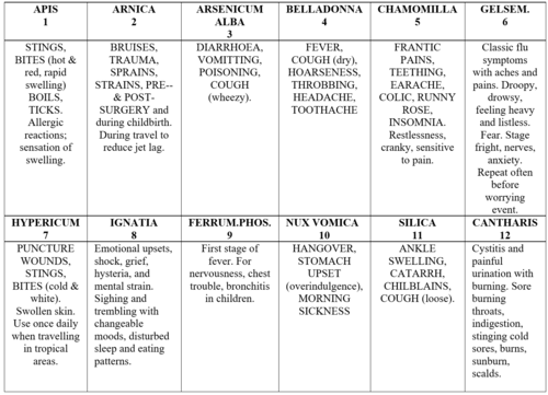 HOMEOPATHIC KIT 12 REMEDIES