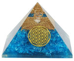 Aquamarine and Gold Orgone Pyramid